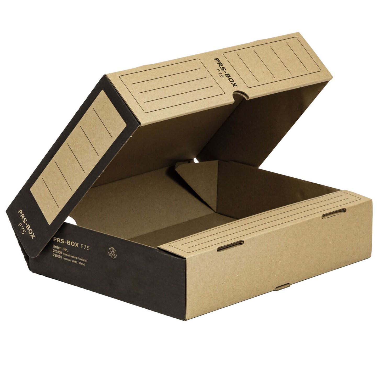 PRS Ablagebox F75, Natur/Schwarz, 75mm, 20 Stück