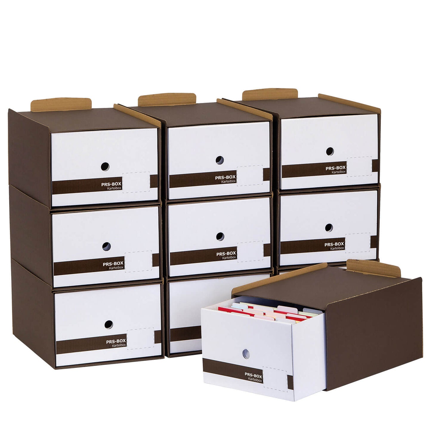 PRS Karteibox A5, Braun, 10 Stück