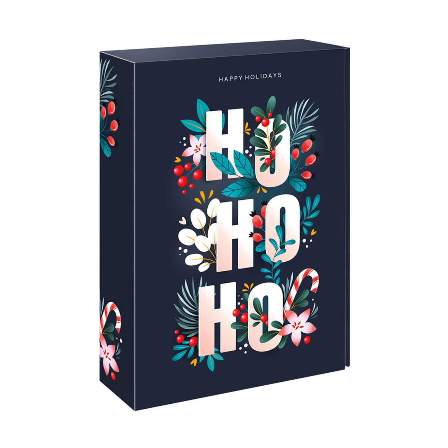 PRS-EP Flaschenklappschachtel "Ho Ho Ho" dunkelblau, für 2 oder 3 Flaschen