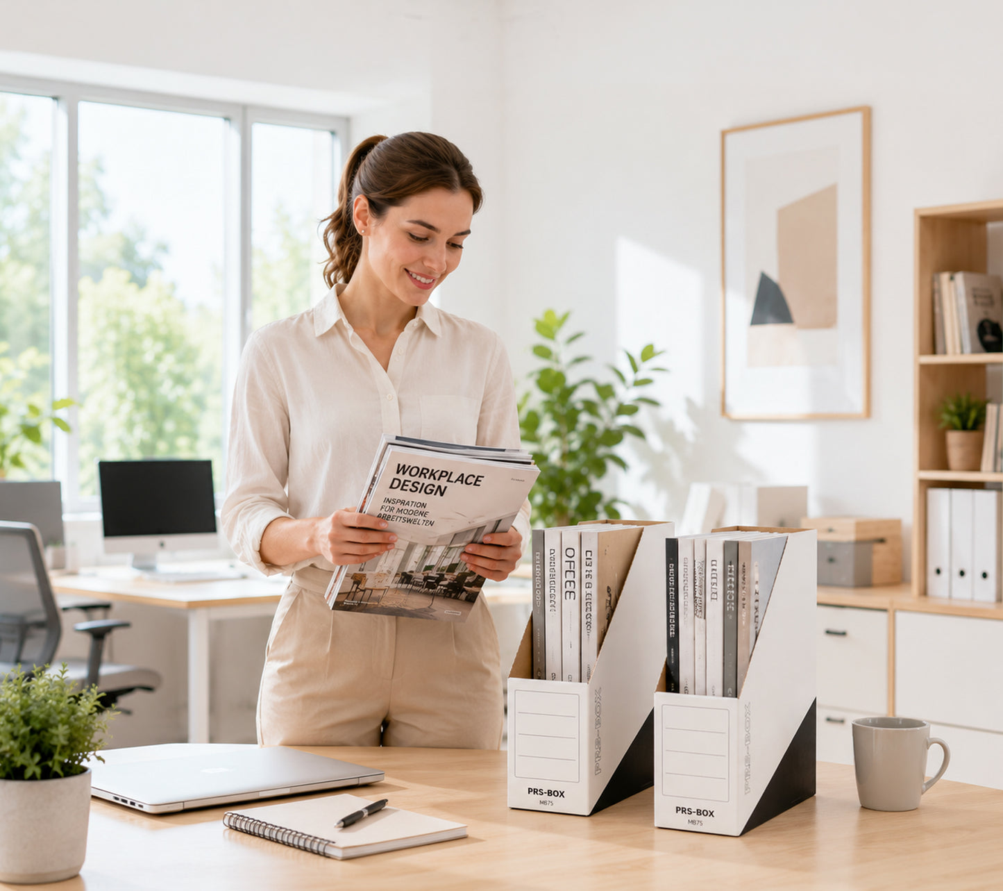 PRS Magazine-Box MB75 für A4, Weiß/Schwarz, 75 mm, 20 Stück