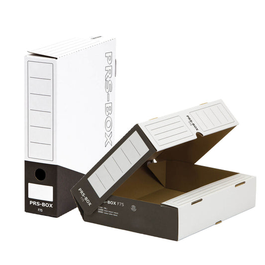 PRS Ablagebox F75, Weiß/Schwarz, 75mm, 20 Stück