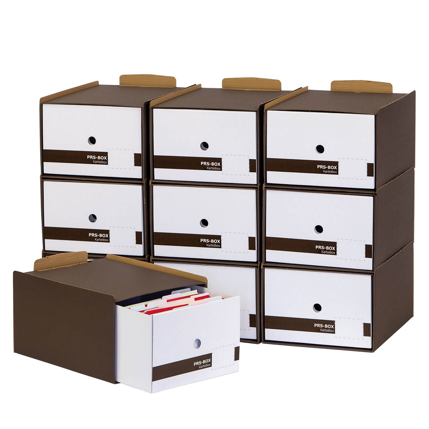 PRS Karteibox A5, Braun, 10 Stück