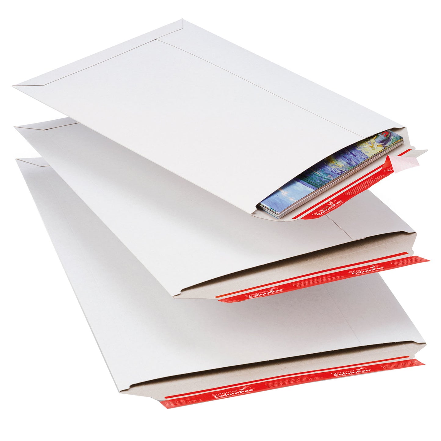 ColomPac Versandtasche aus Vollpappe, weiß, diverse Formate, 100 Stück/Packung