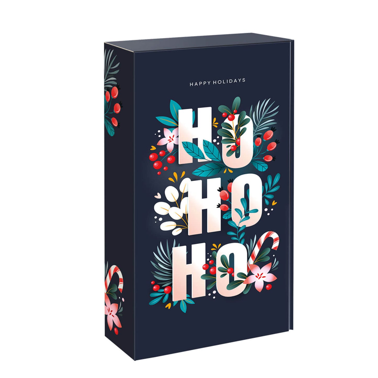 PRS-EP Flaschenklappschachtel "Ho Ho Ho" dunkelblau, für 2 oder 3 Flaschen