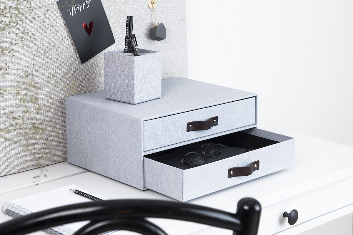 BIGSO Ladenset BIRGER mit 2 Laden, A4, Hellgrau, 1 Stück - Ab Mitte Dezember erhältlich