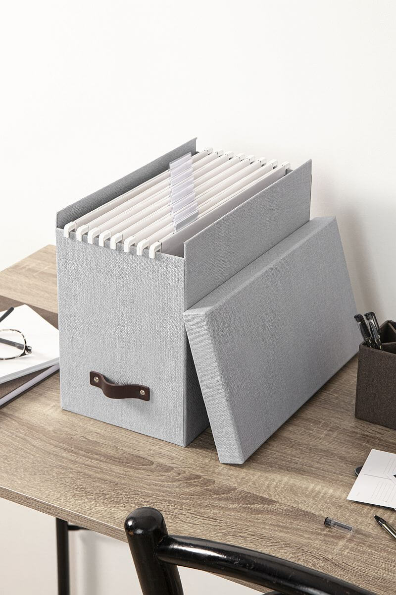 BIGSO Hängemappenbox JOHAN inkl. 8 Hängemappen, Hellgrau, 1 Stück - Ab Mitte Dezember erhältlich