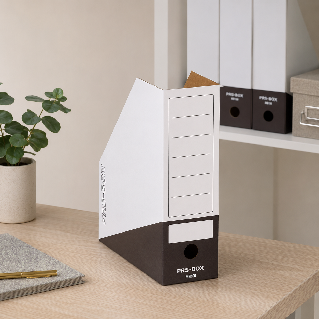 PRS Magazine-Box MB100 für A4, Weiß/Schwarz, 100 mm, 20 Stück